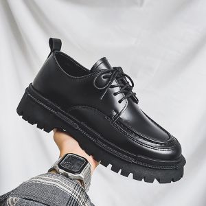 Mens Formal Leather Shoes - Stylish Korean Casual Black Dress Shoes for School Office & Business Premium Quality & Comfort