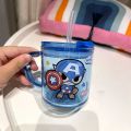 Disney 3 IN 1 Kids Toddler No Leak Sippy Straw Cup with cover Marvel Spider-Man  children's mug anti falling water cup   juice measuring cup Baby Cup Straw Cup Children's  Cup With Scale. 