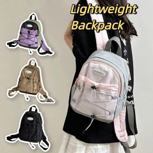 HI MIA Japanese Style Lightweight Backpack Large Capacity Solid Color Nylon Shoulder Bags Simple Versatile Student Schoolbag Outdoor