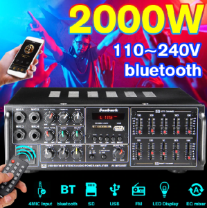 LOCAL STOCK 2000W Bluetooth Power Amplifier System Sound Stereo Audio Receiver Support 4 Way Microphone Input