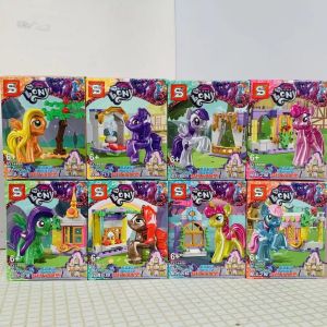 8 es My little Pony toys Combination Puzzle building blocks Set Crystal girls birthday christmas gift