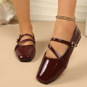 Free Shipping Square-Toe WomenS Shoes 2026 Spring/Autumn New Style Suitable For Pairing With Skirts Soft-Soled Elegant Shallow-Cut Evening-Style Flat Shoes