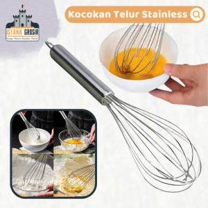 BISA COD - Kocokan Pengocok Telur Stainless Steel / Whisk Adonan Kue Telor Tepung Manual / Hand Mini Mixer Stainless