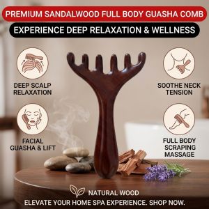 Sandalwood Massage Comb 5 Claw Scalp Massager Gua Sha Acupressure Tool Head Face Eye Meridian Massager