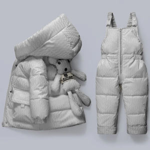 ali9ชุดจั๊มสูทกันหนาวสำหรับเด็กผู้หญิงเด็กผู้ชายเสื้อแจ็กเก็ตชุดกันหิมะสำหรับเด็กเสื้อคลุมพาร์กาขนเป็ดสำหรับเด็กหัดเดิน