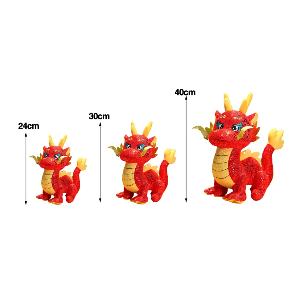 Chinese Dragon Plush Doll | 2024 Year Of The Dragon Mascot | Mascot Doll  Zodiac New Year Cartoon Stuffed Animals Toys | Cartoon Mascot Doll | Dragon