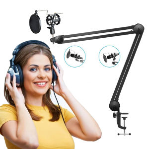 Microphone Stand With Filter And Shock Mount Adjustable Suspension Boom Scissor Mic Arm stand Pantograph For Bracket
