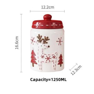 Omk phong cách giáng sinh lọ kín container hộp lưu trữ thực phẩm Hũ đựng trà bằng gốm trang trí Giáng sinh
