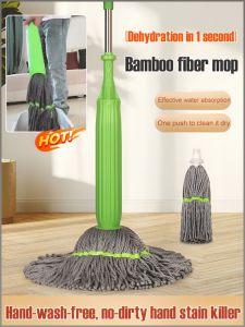 Slippers Strong Water Absorption Self-twisting Rotation High Efficiency Dehydration Bamboo Fiber Mop