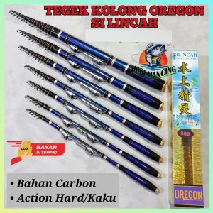 Joran Tegek Kolong Carbon Oregon Silincah 180 - 210 - 240 - 270 - 300 - 360 - 450 Ruas Pendek Carbon KUAT sudah ada kolong dan reel seat
