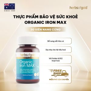 Viên Uống Bổ Sung Sắt Herbs of Gold Organic Iron Max - Sắt Hữu Cơ Dễ Hấp Thu - Hộp 30 Viên