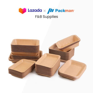 (CARTON) Disposable Kraft Food Tray Plate Serving Trays Plates Kraft Food Tray For Snacks Burger Fried Chicken