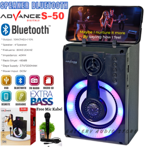 Speaker Bluetooth Karaoke ADVANCE S-50 | Salon Bluetooth Full Bass ADVANCE S 50 Multimedia Stereo Music Box Speaker Bluetooth/Full Bass/Subwoofer Speaker/ Speaker Aktif/Super Bass/Subwoofer Full Bass | Gallery Audio