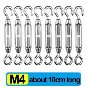 【Super low price】12-1PCS Stainless Steel Hook And Eye Tensioners Rope Cable Tension Sets Adjustable Garden Wire Ropes Tensioner Locking Device