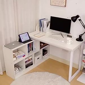 CraftedLiving SG-Seller Desk Hutch All-In-One Table L-Shaped Computer Desk Student Home Writing Table Corner Office Desk Bedroom Table