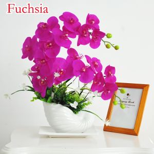 Fashion Elegant  Phalaenopsis Artificial Flower Set Ornaments Home Living Room Indoor Coffee Table TV Cabinet Fake Flower Pot Decoration Flower Decoration