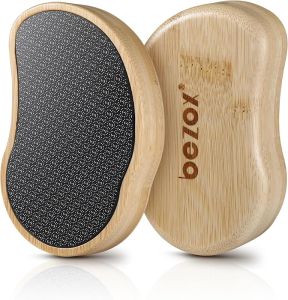 BEZOX Glass Foot Scrubber Shower(1 PCS) - Nano-Glass Pedi Egg Pumice Stone for Feet Dead Skin Plastic-Free Pedicure Foot File Callus Remover - Bamboo Handle
