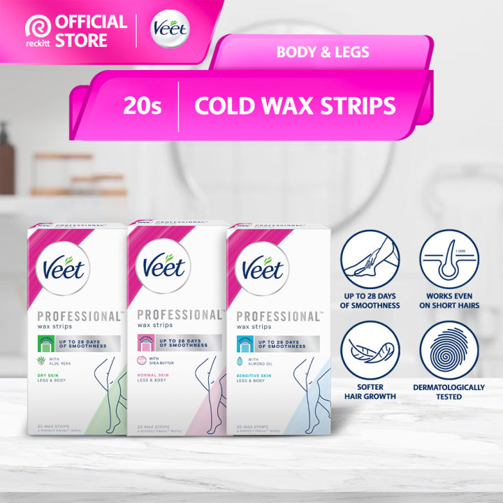 Veet Hair Removal Wax Strip Normal/Sensitive/Dry Skin 20s (Cold Wax ...