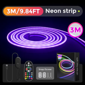 5V RGB Neon Light 3M/5M USB Flexible Neon RGB LED Strip Light Waterproof Neon Sign Light Rope Bluetooth and Remote Smart Control
