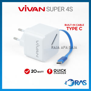 Charger Type C 3A 20W Fast Charging Integrated Cable Quick Charge PD Vivan Super 4S