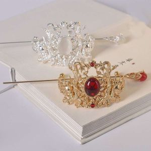 HI MIA Truyền thống Thanh lịch Keo dán tóc Pha Lê Rồng Ngọc Trai Trang sức nữ Vương Miện tóc phong cách Trung Quốc Vương Miện Nữ Đồ trang trí Hanfu Phụ kiện tóc