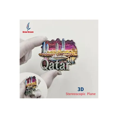 【Popular】 1Pc Qatar 3D Refrigerator Magnet Travel Souvenir Collection from Above the City Travel Souvenir Decorative Sticker Suitable for Home Decoration Personalized Exclusive Travel