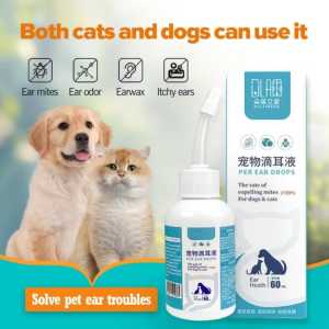 Pencuci Telinga untuk Kucing dan Anjing Pembersih Telinga - Berasaskan Air - Kutu Telinga Kucing/Kutu Telinga | Ear Cleaner Pet Ear Drops Universal Ear Mite Deodorization and Anti-itching Cleansing