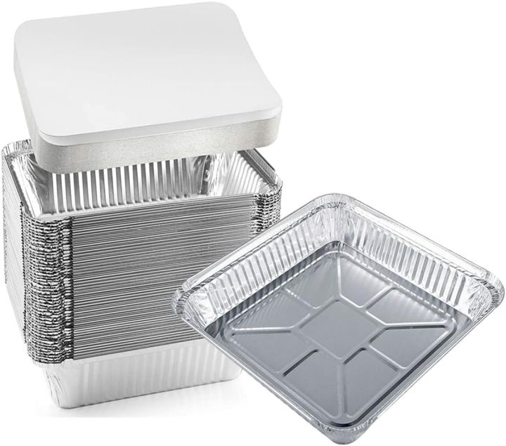 Aluminum Trays with Lids 9x9 for Serving Food Turkey Catering