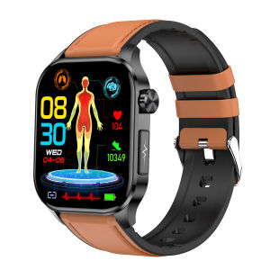 NineWind สมาร์ทวอท์ช ET580ใหม่วัดความดันโลหิตน้ำตาลในเลือด ECG กรดยูริควัดอัตราการเต้นของหัวใจโทรผ่านบลูทูธนาฬิกากําไลอัจฉริยะแบบจอ AMOLED