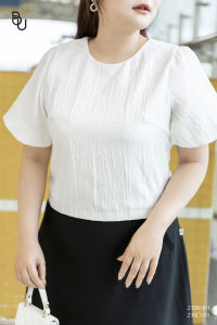 Áo croptop cổ tròn tay đèn lồng BIGSIZE (55kg đến 95kg) - 23SSM01 - [BUstu Bigsize]