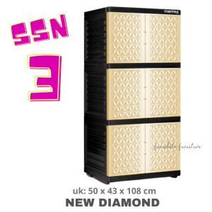 LEMARI PAKAIAN SUSUN 3 KUNCI KACA TABITHA [TABBOX]