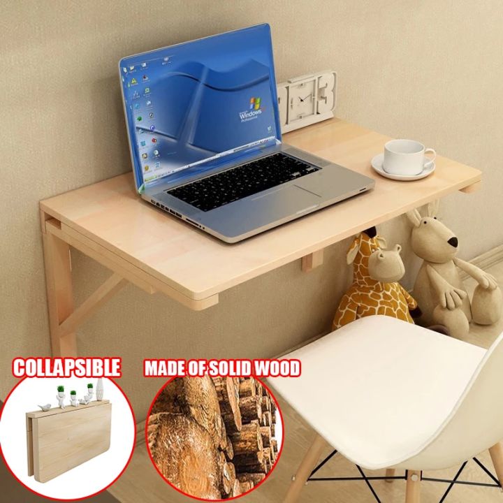 Solid Wood Wall Hanging Folding Table Computer Table Wall Hanging Small