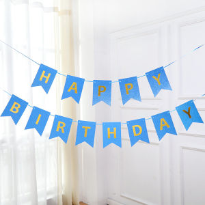 SG Happy Birthday Bronzing Glitter Paper Banner for Party and Home Decoration