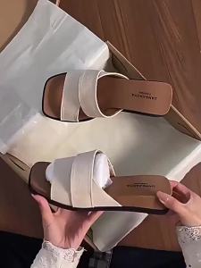 [Free Shipping] WomenS Summer Outdoor Wear 2026 New Style Thick-Soled Square-Toe Slip-On Sandals With Open-Toe Design Perfect For Pairing With Skirts And Beach Wear