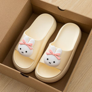 [Free Shipping] Cartoon Rabbit Thick-Soled Outdoor Flip-Flops Womens High-Heeled Casual Sandals Ladies Beach Shoes Home Slippers for Women