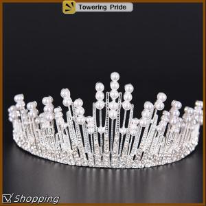 [Towering Pride] Phụ kiện tóc đính kim cương giả pha lê ngọc trai vương miện băng đô cô dâu đám cưới