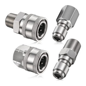 Bộ 4 Đầu Nối Nhanh 3/8 Inch NPT Inox – Ren Trong/Ngoài Đầu Đực & Cái Cho Máy Rửa Xe Áp Lực Cao
