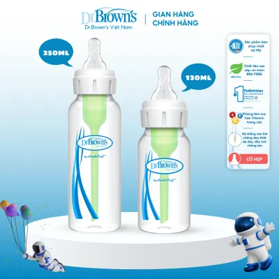 Bình sữa Dr.Browns cổ hẹp120ml 250ml Options Plus( sản xuất tại Trung Quốc)
