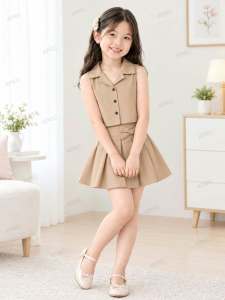 GGI Summer Casual Girl Teen Pleated Skirt with Bow and Top Set Terno - top and skirt - plain color - current trend - best seller top - super ganda - ganda ng quality - effortless easy to wear - simple - cute item - fabric from abroad - cotton fabric -