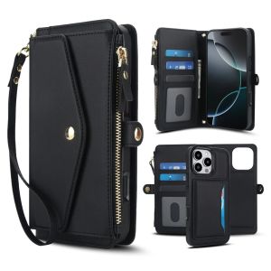 2 in 1 Lanyard Wallet Case for IPhone 17 Air 16 Promax 16e 15 Pro Max 14 Plus 13 1211 XS Cards Slot Magsafe Phone Cover2026