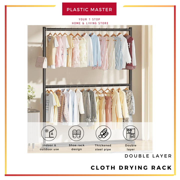 【Clothes Rack/ Rak Penyimpanan Baju】Double Layer Clothes Laundry Drying ...