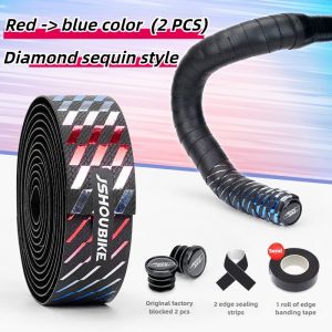 Road Bicycle Handlebar Tape Dazzle Color-Shift PU&EVA Non-slip Breath Hole Handbar Tape 2 Roll Wear Resistant Shock Absorbing Handlebar Tape