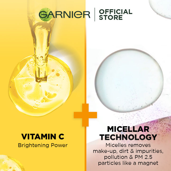 Garnier Vitamin C Brightening Micellar Water (125ml/400ml) – Makeup Remover , Cleanser, Toner for Brightening Dark Spots, Acne Marks, Hyperpigmentation