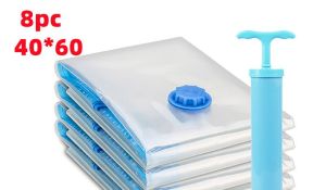 【Hand Pump】8PCS Vacuum Bag Reusable Storage Bag Vacuum Bags Compression Bag(Transparent)