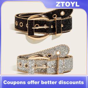 【ZTOYL】 Goth Punk Womens Belt Fashion Rhinestone Belt Girl Decorative Jeans Wide Belt Rock Men Women Fashion Belt