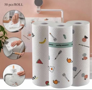 Goodluck Kitchen Tissue 50Sheets Kitchen Towel Super Absorbent Non-Toxic Print Disposable Oil-Absorbing