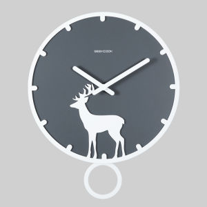 Minimalist Nordic Series Swing Wall Clock 14 Inches Hot Sale Deer Art Home Living Room Clock Simple Retro Creative INS Wall Decoration