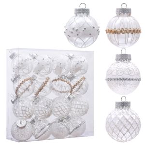 WARMIE 16pcs Waterproof Christmas Ball Shatterproof Plastic Xmas Tree Hanging Ornament Festive Atmosphere Decoration Painted Christmas Spheres Pendant Xmas