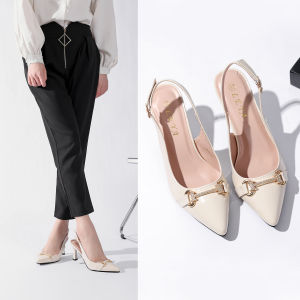 LEYA Womens Durable & Classy Stiletto Pointed Shoes #8845 - Beige 2 Inch Heel Slip On Elegant Design Premium Quality Summer Footwear