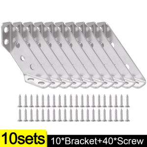 30Set Universal Furniture Corner Connector Stainless Steel Corner Brackets for Cabinet Angle Shelf Support Fixed Brace Kits With Screw